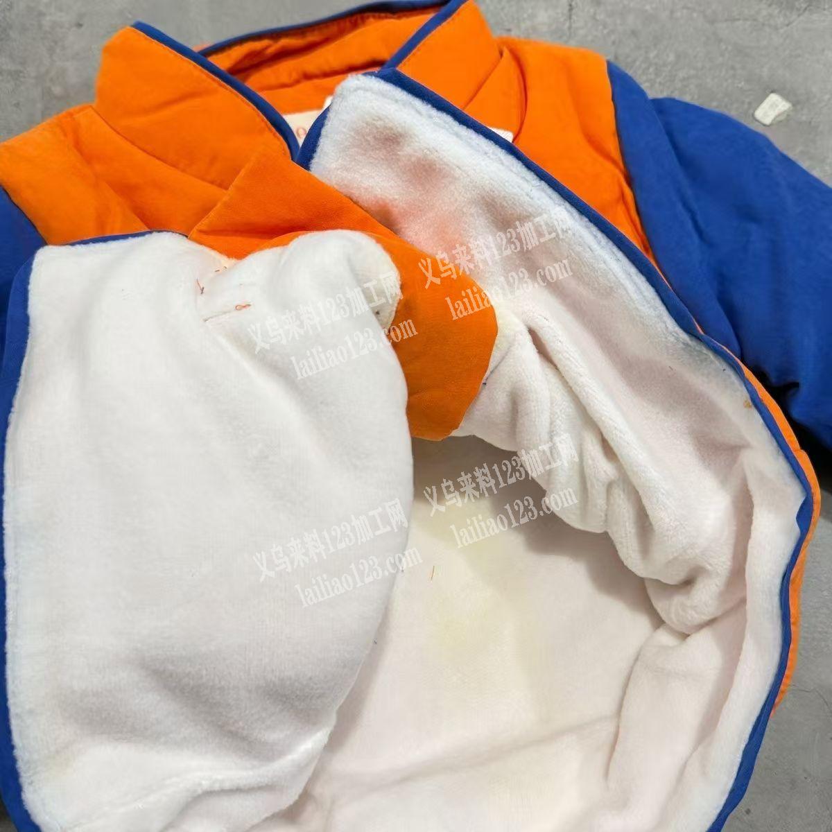 加绒儿童外套服装订单外发加工，如图，寻找