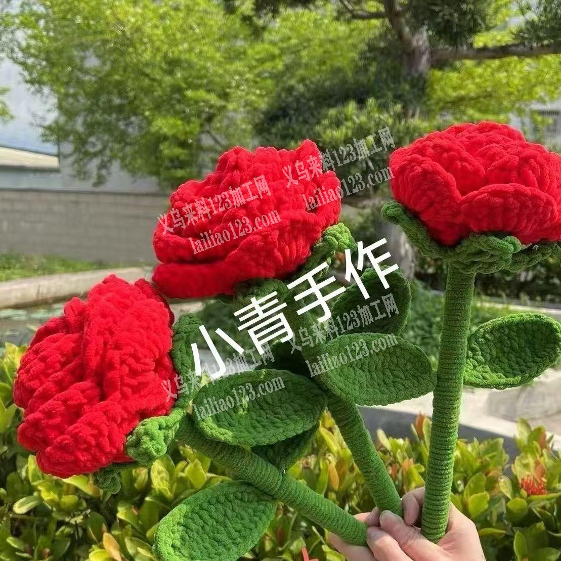 毛线钩针编织的玫瑰花订单，如图，寻找会做