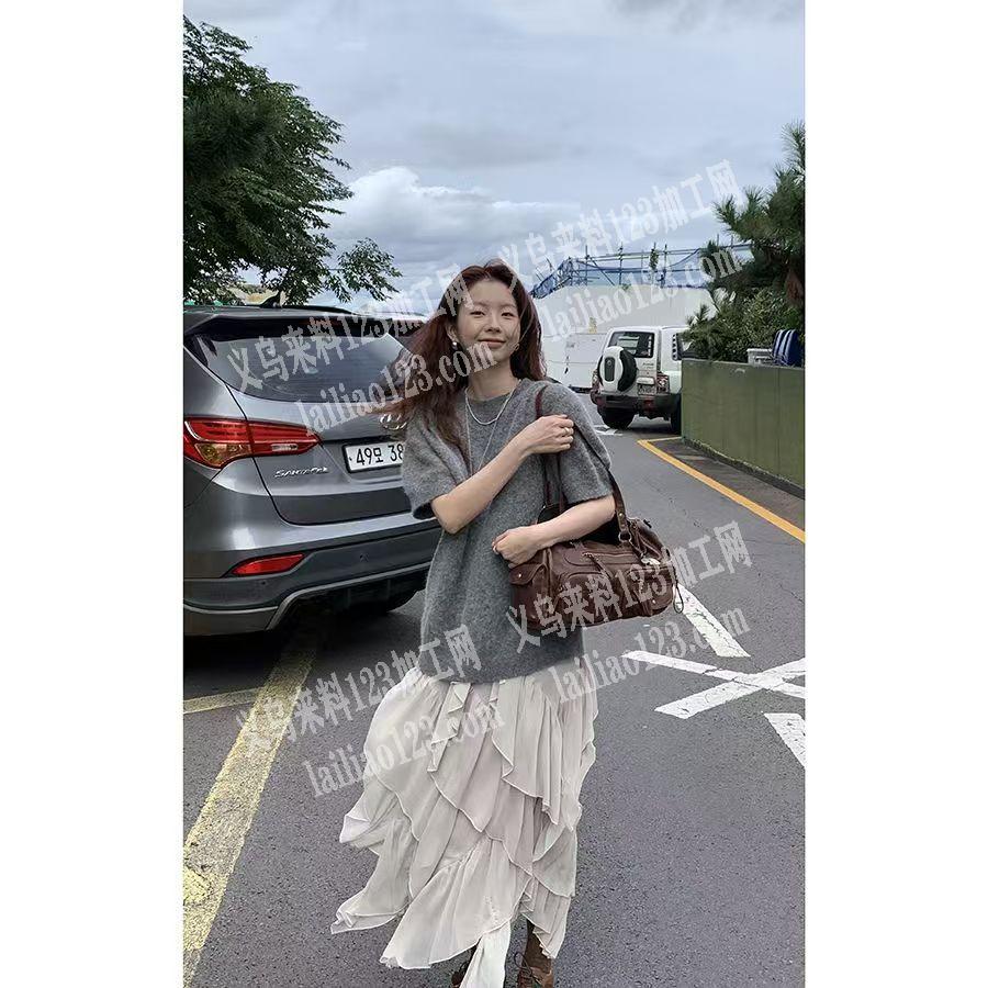如图这个类似荷叶裙边的雪纺裙子，外发加工