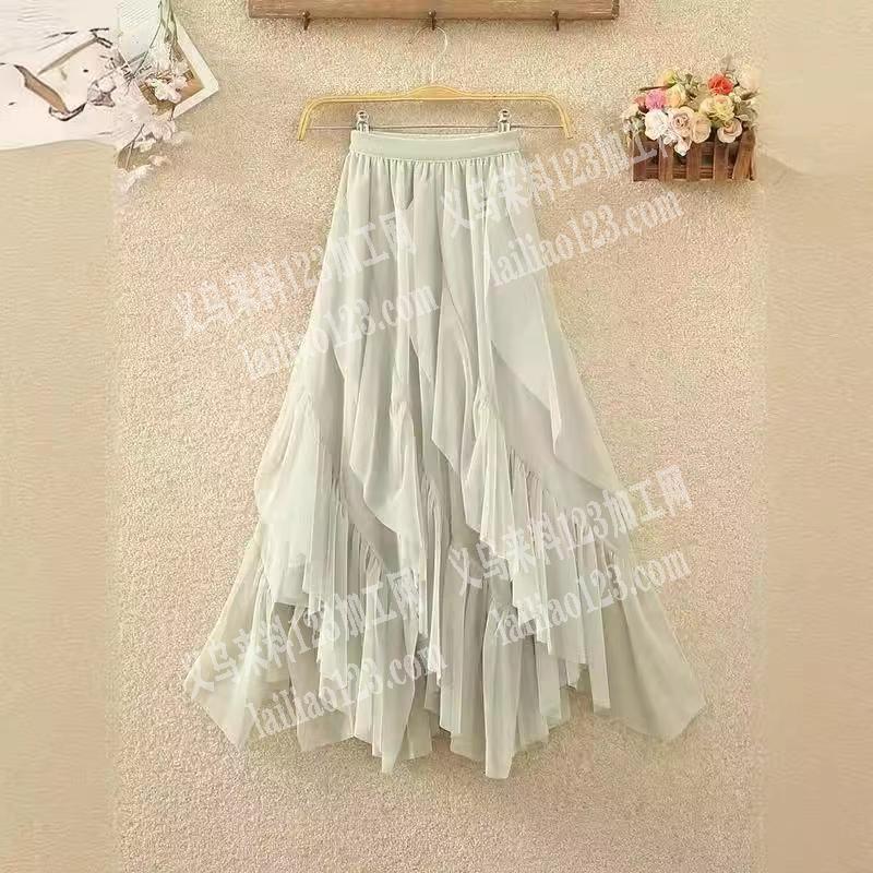 如图这个类似荷叶裙边的雪纺裙子，外发加工
