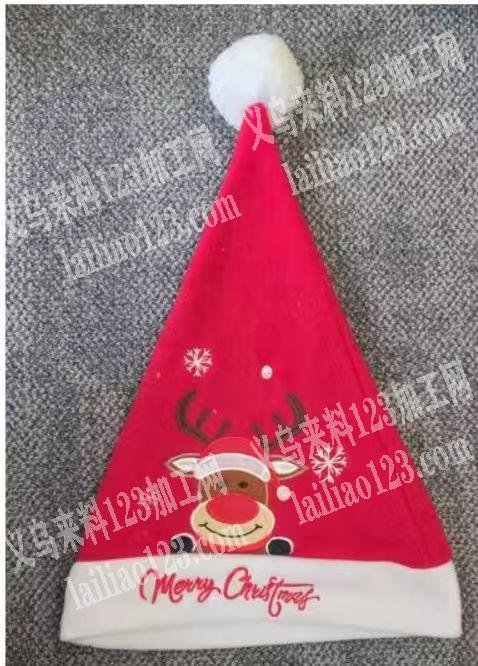 这个圣诞帽贴布绣外发加工，贴布绣，如图，