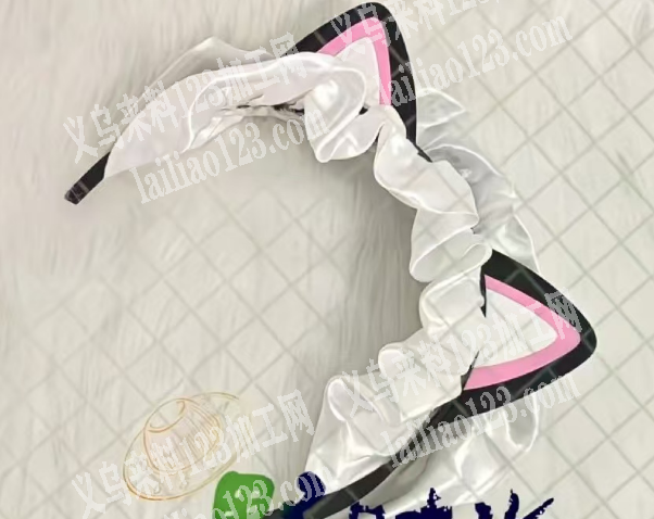 布艺猫耳荷叶边发箍成品订单，如图，如图谁