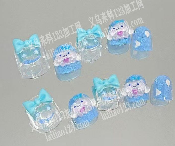 【发外地做】穿戴甲粘胶粘配件的手工活外发，如图，这个