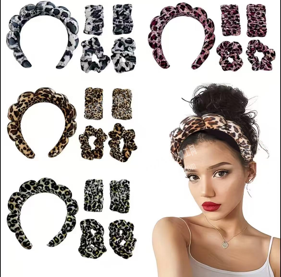 如图爆款豹纹发箍系列订单，如图海绵云朵发