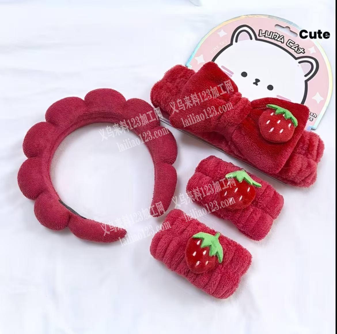 毛绒发带，手腕带，海绵麻花发箍，套装订单