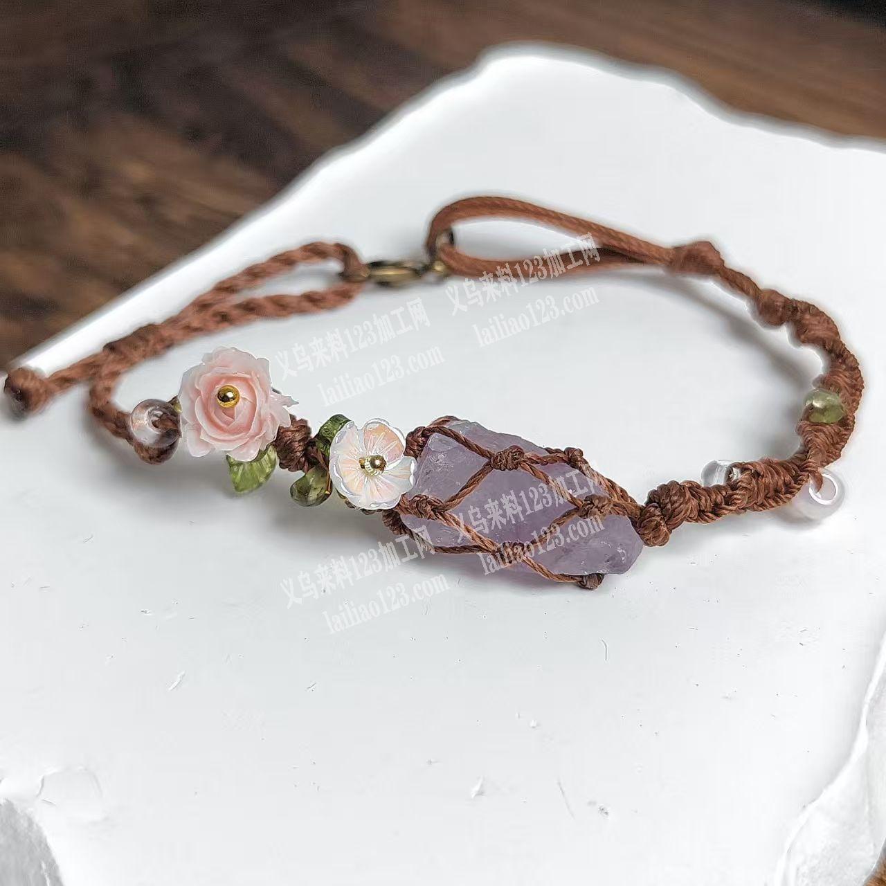 原石手链编织打结的手工活外发，寻找专业会