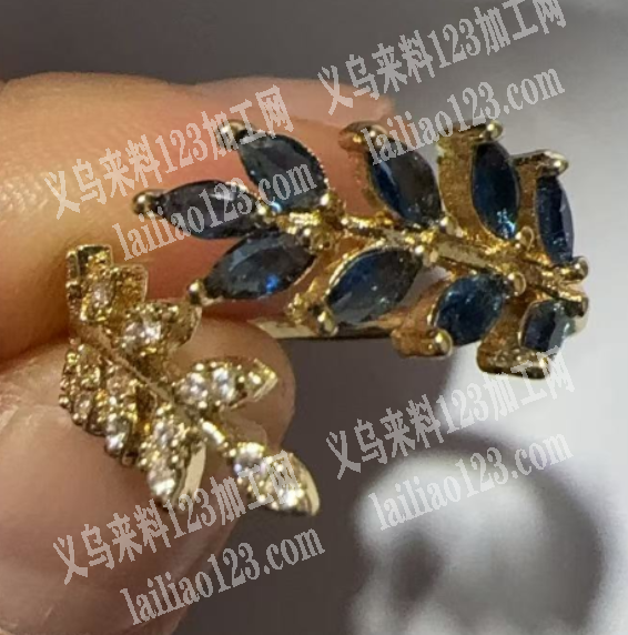 树叶戒指订单。饰品订单【需要铜手镶锆石的
