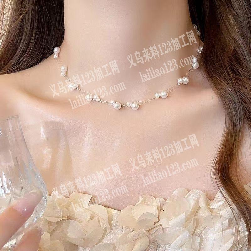 这个珍珠项链的手工活外发加工，，穿珠子和