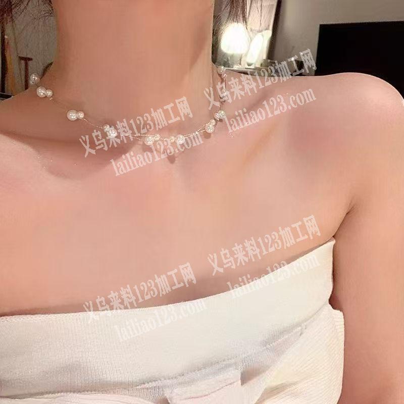 这个珍珠项链的手工活外发加工，，穿珠子和
