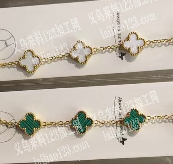 【大量项链成品订单】如图，不锈钢四叶草项