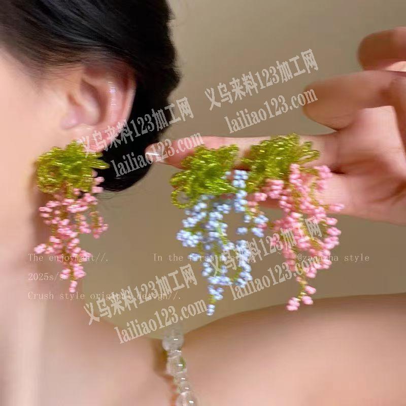 长期有穿米珠编织做耳环的手工活外发加工，