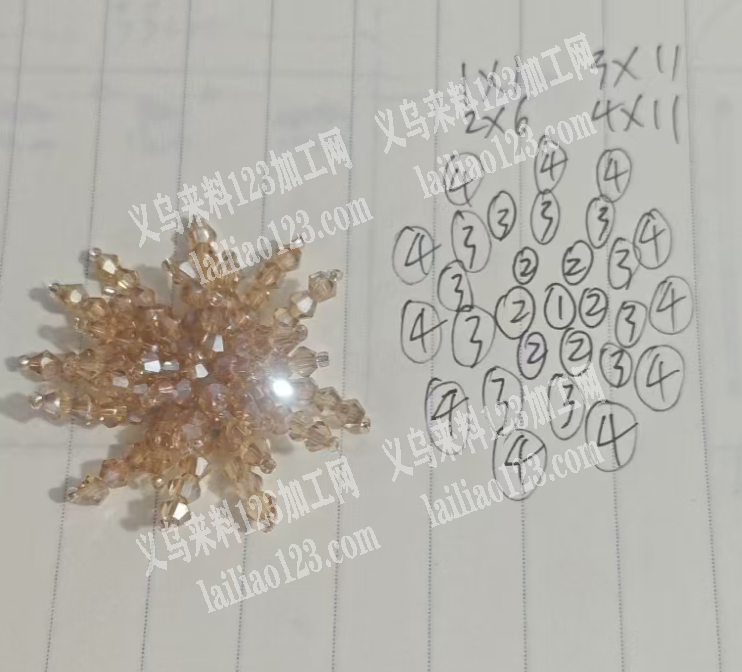 鱼线穿珠子缠绕编制这个花簇的手工活外发加工