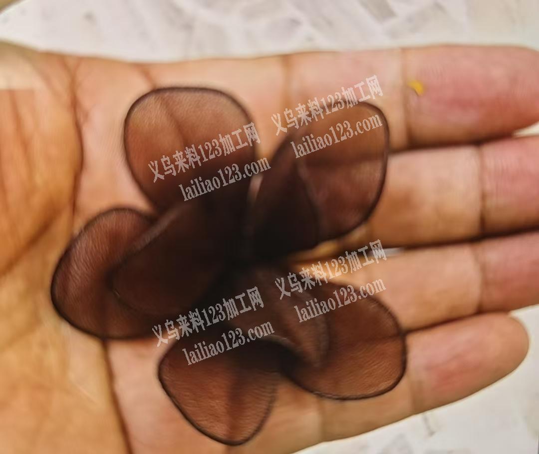 丝袜网纱绑花手工活外发加工如图，弹力网纱