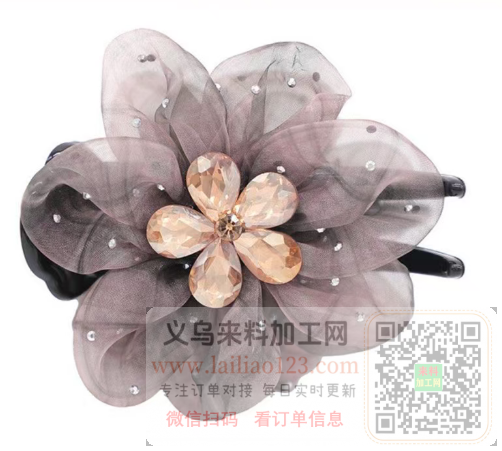 布艺网纱发夹成品订单，如图，寻找成品。请