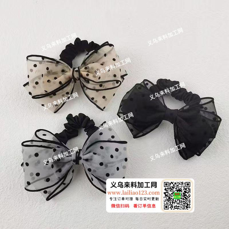 如图。寻找现货，波点网纱布艺蝴蝶结发圈成